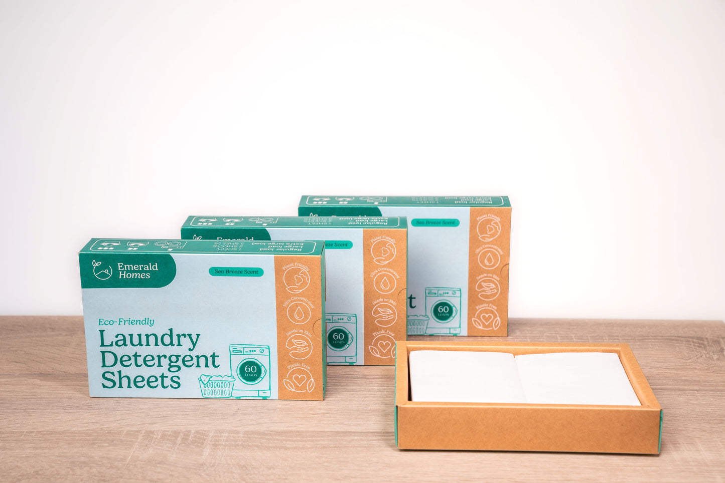 3 PACK - 180 (60x3) Sheets x Emerald Homes Laundry Detergent Sheets Non Bio
