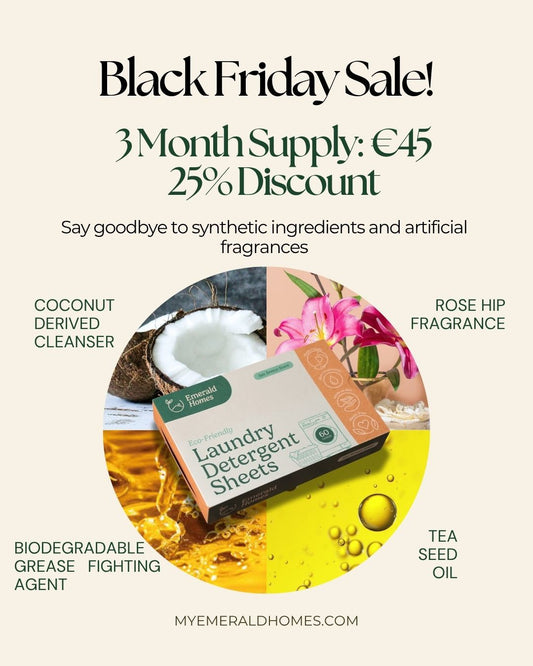 3 PACK - 180 (60x3) Sheets x Emerald Homes Laundry Detergent Sheets Non Bio